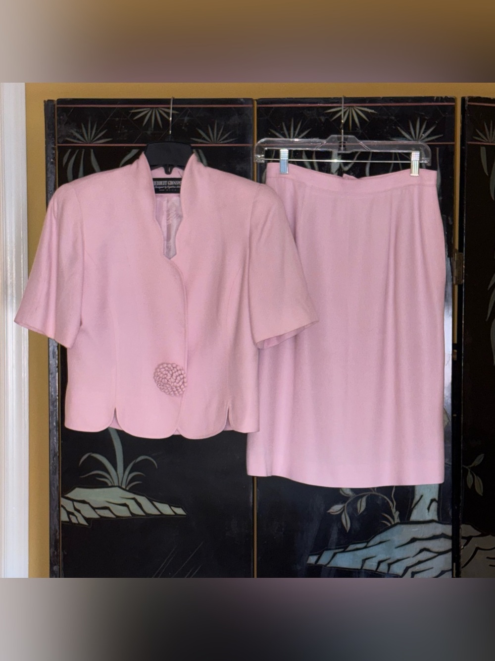 Vintage Pink Women's Skirt Set - Elegant Two-Piece Ensemble, Stunning!